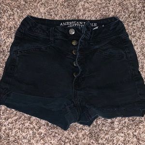 American Eagle button high waisted black shorts